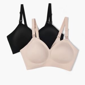 Momcozy Smooth Ultra Soft Omni Maternity Nursing Bra Set Black/Beige XL